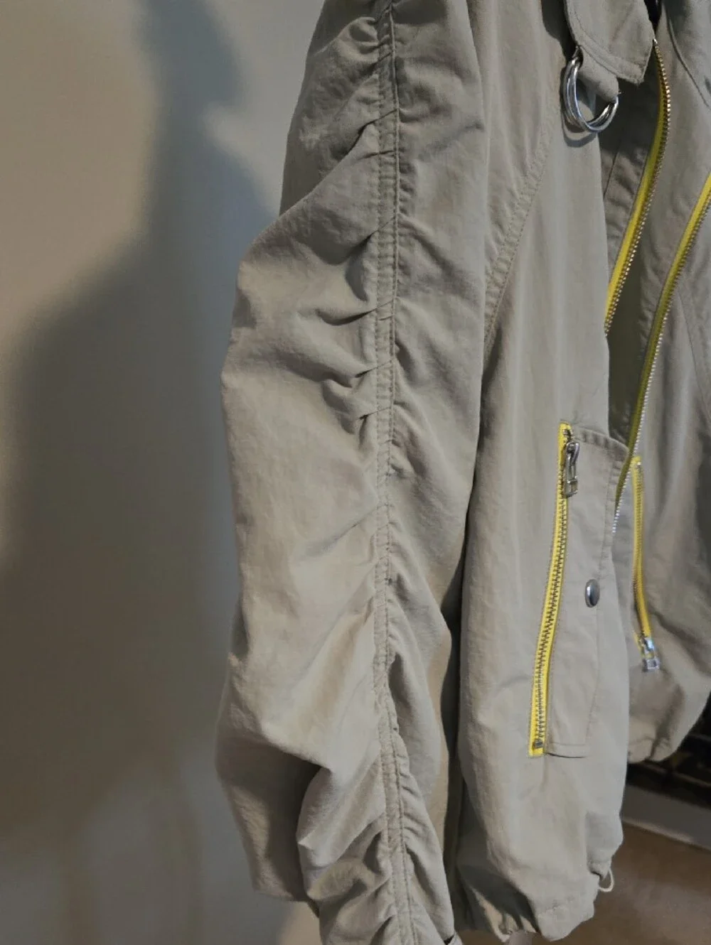Light Green Women's Zip-Front Jacket with Yellow Trim